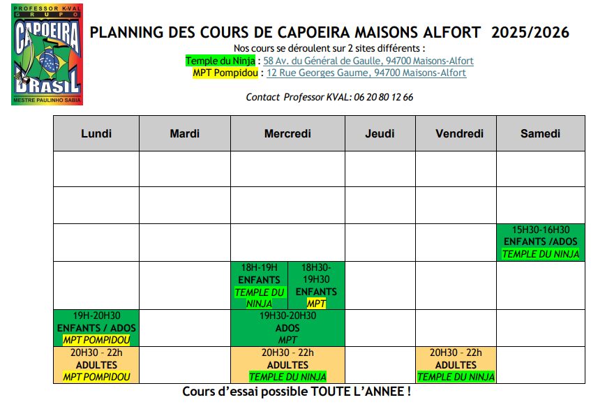cours de capoeira maisons alfort 2025/2026